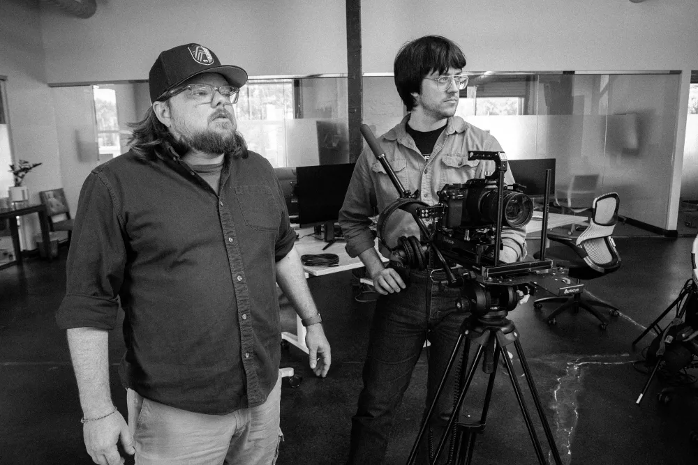 Matt Zahnweh and Brock Russell on set at Clix Studios